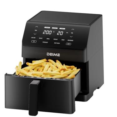 Imagem de DEIME Air Fryer 6,5 QT 12 em 1 aquecimento duplo para refeições crocantes de 360° de grande capacidade, fritadeiras de ar de forno, panela saudável com cozimento rápido com assar, assar, grelhar
