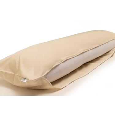 Imagem de LUNOA Capa de almofada corporal com zíper - Feita no Japão - 63"x20" (160 x 50 cm) - 100% algodão - Tecido grosso e opaco - Lavável - LU9000R Marfim