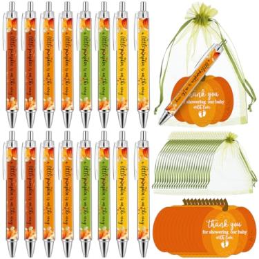 Imagem de Tenceur 48 conjuntos de canetas esferográficas de abóbora com cartões de agradecimento, bolsas de organza para festa de Ação de Graças, chá de bebê, lembrancinhas de outono e outono