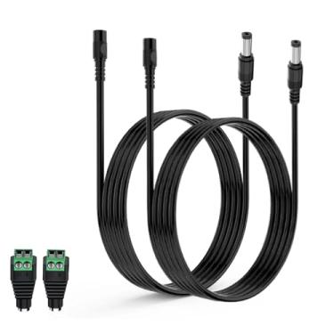 Imagem de LONNKY Pacote com 2 cabos de extensão de 1 m CC de 5,5 mm x 2,1 mm, cabo de extensão de alimentação universal CC 12 V para câmera de segurança, fita de LED, vigilância IP CCTV (pacote com 2, preto)