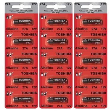Imagem de Toshiba Bateria alcalina 27A GP27A MN27 A27BP de 12 volts (15 baterias)