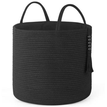 Imagem de Cesta de armazenamento Mkono Woven Natural Rope com miçanga de madeira