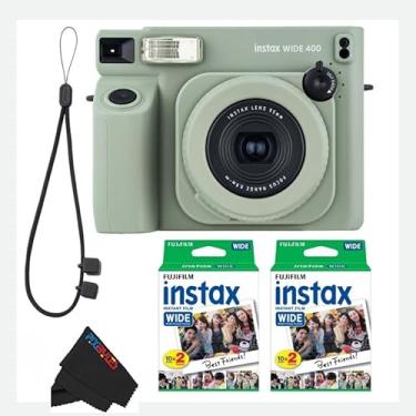 Imagem de Fujifilm Câmera instantânea INSTAX Wide 400 verde com pacote Pixibytes... (Câmera + 2 pacotes duplos largos)