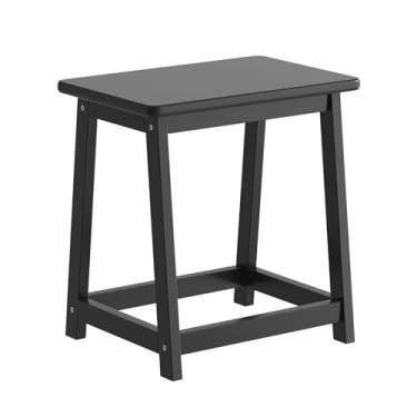 Imagem de PULIJIAJU Banco de madeira, banco pequeno, banco de banheiro de madeira, suporte de plantas, banco artesanal para trocar sapatos para crianças ou adultos (preto, grande)