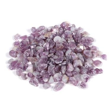 Imagem de 100 gramas pequenos lepidolita lítio mica lascas roladas polido pedra triturada cristal enfeites curativos