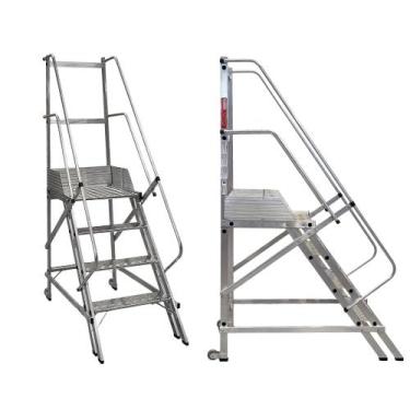 Imagem de Escada Plataforma em aluminio NR12 1m com 3 degraus ESCALEVE