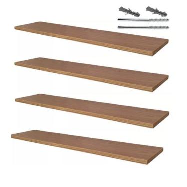 Imagem de Kit com 04 Prateleiras e suporte de fixação em Mdf dimensão 15x95 espe