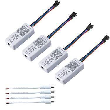 Imagem de Sp110 Controlador LED Hue Ws2812b, pacote com 4 controles Sp110e LED Bluetooth Ws2811 5-24V, iOS/Android App controle remoto sem fio para WS2812 SK6812 SK6812 SK6812RGBW RGB Strip Lights