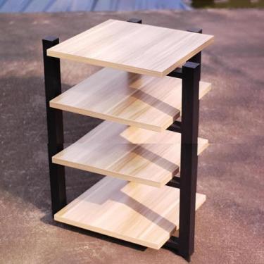 Imagem de Prateleira De Jogos Wjx Rack De áudio De Chão Gabinete Estéreo Suporte De Mídia De Vídeo Rack De áudio Alto-falante Display Stand Torre De áudio Para J, Original Wood, 70x55x90cm