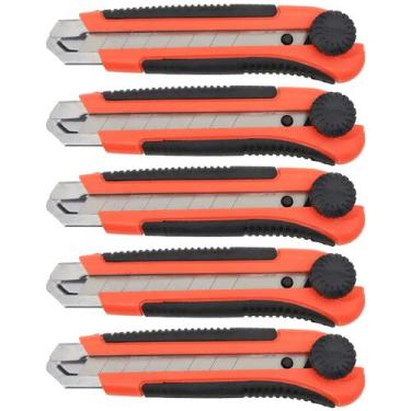 Imagem de Kit 05 Estilete Profissional 25mm Trava cabo Emborrachado - Tradestar