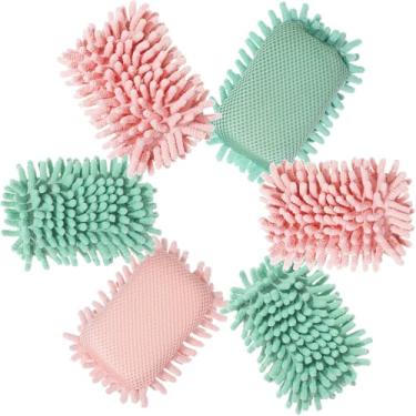 Imagem de Zonon 6 peças de microfibra lavável apagável a seco apagável a seco borracha de microfibra para quadro branco para marcadores apagáveis a seco, giz, escola e escritório (verde, rosa)