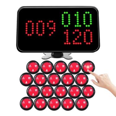 Imagem de KOQICALL Sistema De Chamada Sem Fio, Pager De Chamada De Garçom, Pager De 3 Dígitos Para Restaurantes, Fast Food, Cafés, 1 Visor E 20 Botões De Chamada Com Chamada/Fatura/Cancelamento (Preto E Verme