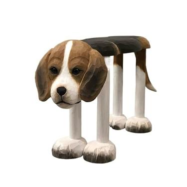 Imagem de Banqueta de madeira maciça esculpida à mão para cães Beagle, otomano, pintado à mão, para decoração de casa, banco de sapatos, banquinho de mesa de centro