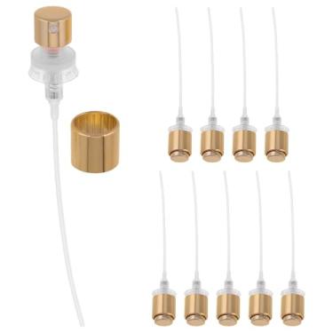 Imagem de Housoutil Tampa do frasco de spray de perfume, bocal de spray de névoa de plástico dourado, cabeça de bomba de perfume de 13 mm, atomizador de fragrância de montagem de baioneta de 13 mm para uso