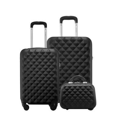 Imagem de Kit 2 Malas Rígidas 360° Mala de bordo 10kg e Média 23kg com Frasqueira Gladiador D1PMFRAD1 (Preto)