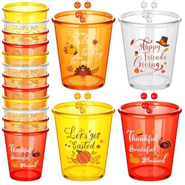 Imagem de Tiangrid 24 peças de copos de shot de ação de amigos, colares de contas de plástico de ação de graças copos para decoração de ação de amigos, suprimentos de lembrancinhas de festa de Ação de Graças, 4