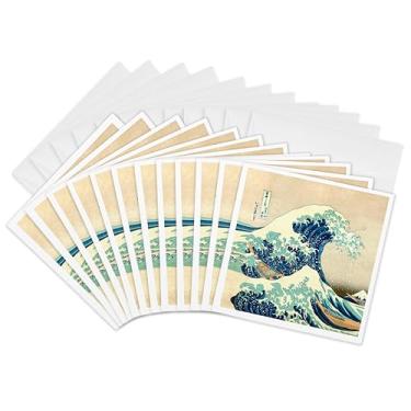 Imagem de 3dRose The Great Wave off Kanagawa pelo artista japonês Hokusai - Cartões comemorativos, 15 x 15 cm, conjunto de 12 (gc_155631_2)