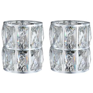 Imagem de Pacote com 2 peças de substituição de cúpula de cristal, luz de ventilador de teto, abajures de tambor acabamento cromado para candelabro, arandelas de parede, luminária pendente, 4,16 cm, tamanho do