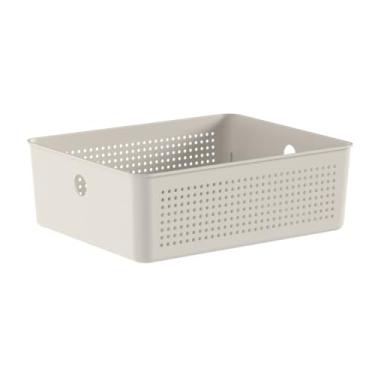 Imagem de Cesto Organizador OU Flow - Multiuso para Cozinha, Banheiro e Lavanderia - Praticidade, Organização Inteligente e Design Moderno (Bege, Cesto 27 x 22 x 09cm)