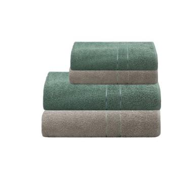 Imagem de Jogo De Toalhas Camesa Galaxy Banho 4 Peças Algodão 400g/m², Verde~Beg