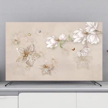 Imagem de Capa contra poeira para TV interna de 32 a 80 polegadas Protetor de tela à prova de poeira com impressão de flores para TVs e monitores LED/LCD Capa de pano decorativa para sala de estar - flor 3||81