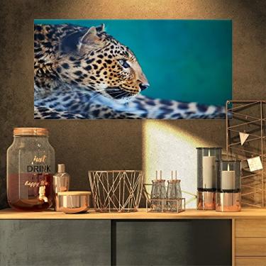 Imagem de Designart PT12808-32-16 Vigilant Leopard Close-Up View-Impressão de arte africana extragrande, 32x16