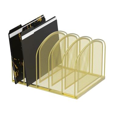 Imagem de SUPEASY Organizador de arquivos para mesa, organizador de mesa de malha de 5 seções, organizador de arquivos vertical, organizador de arquivos, suporte de pasta de arquivos para material de escritório