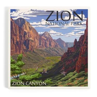 Imagem de Zion National Park, Utah, Zion Canyon View (porta-copos de cerâmica absorvente, único, encosto de cortiça, decoração de mesa de cozinha)