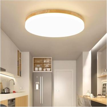 Imagem de Lustre LED moderno de madeira retangular montado compatível com lustre redondo/quadrado de sala de estar, decoração moderna