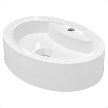 Imagem de Cuba Pia de Apoio Sobrepor Oval 44x34 Branca Banheiro Lavabo Beltempo BT-2074