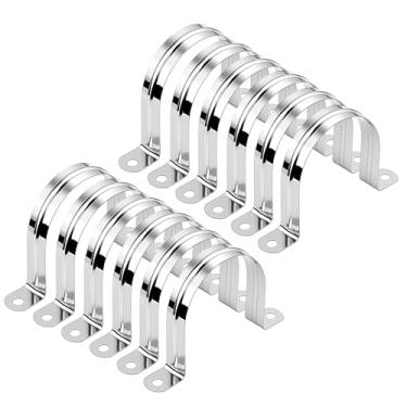 Imagem de FOCMKEAS 12 peças de braçadeiras de conduíte M110 aço inoxidável 304 alça de dois furos suporte U correia de tubo rígido, clipes de tensão de correia de conduíte braçadeira de tubo em U para fixação