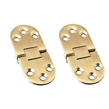 Imagem de XMHF Dobradiça superior dobrável resistente de 180 graus com parafusos, ideal para asas dobráveis, mesa de máquina de costura, mesa de computador, mesa de enrolar dourada