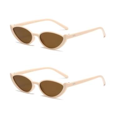 Imagem de HCHES Óculos de sol vintage meia armação, estilo fashion, colorido, feminino, proteção UV400, verão (2C4)