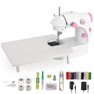 Imagem de Mini Máquina Costura Máquina Costura Portátil com Mesa Extensível Luz 110V 220V Máquina Costura Doméstica para DIY Roupas Casa Viagens