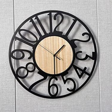 Imagem de Relógio de parede arte simples relógio ao ar livre 40,6 cm arte de ferro algarismos romanos grande relógio externo retro aberto mostrador silencioso quartzo operado por bateria relógio decorativo para