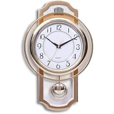 Imagem de Relógio de parede com pêndulo vintage, relógio decorativo grande e silencioso, vidro anti-embaciamento HD, relatório pontual, ponteiro pintado de metal, para sala de estar, escritório, relógio de