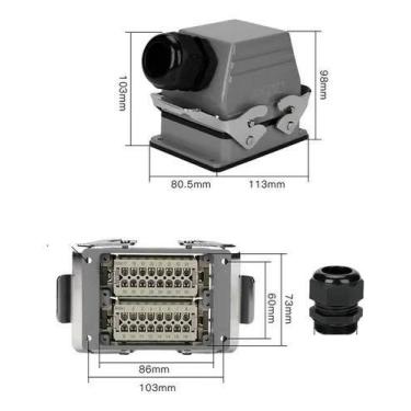 Imagem de Tomada elétrica industrial multivias 32 pinos - cabo lateral - 16a - E