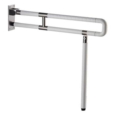 Imagem de Barra de apoio para banheiro, suporte de segurança, corrimão dobrável de aço inoxidável, antiderrapante, corrimão de vaso sanitário, sem barreiras, tipo U