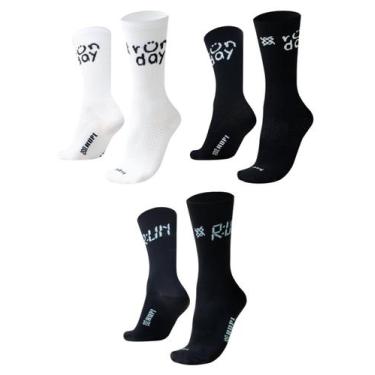 Imagem de Kit 03 Pares Meia HUPI Corrida Tamanho LT 34-38 Preto/Branco, Preto, B