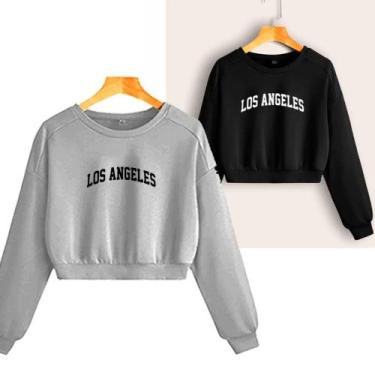 Imagem de Kit com 2 Croppeds Moletons - Sem Capuz Los Angeles Feminino Leve e Qu
