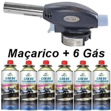 Imagem de Kit Maçarico Portátil Com Controle Manual + 6 Latas De Refil - Western