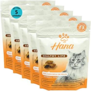 Imagem de kit 5 Snacks Hana Healthy Life Hairball Control Para Gatos Adultos 60g