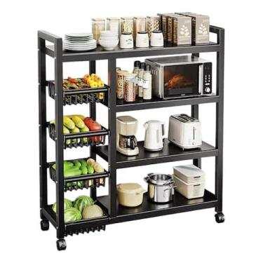 Imagem de Suporte de Micro-ondas com Fruteira de Chão - Preto Fusco - TOP RIO