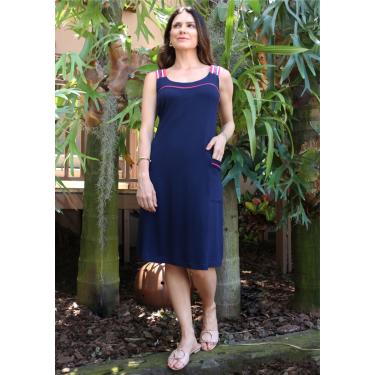 Imagem de Vestido Pau a Pique Básico Azul Marinho e Pink