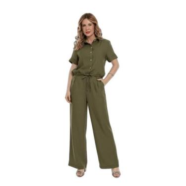 Imagem de Conjunto Feminino Casual Elegante em Duna Twill, Camisa e Calça Larga 