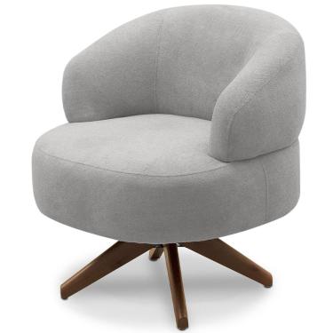 Imagem de Poltrona Decorativa Giratória Sala de Estar Living Seven F04 Bouclê Cinza - Lyam Decor