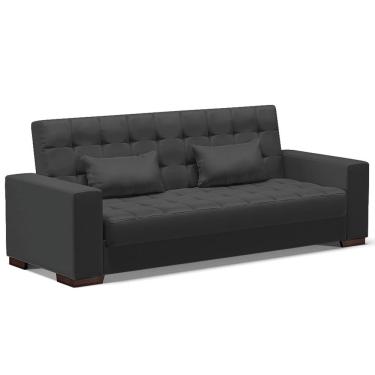 Imagem de Sofá Cama Decorativo 210cm Beesley Pu Preto Fosco - Gran Belo