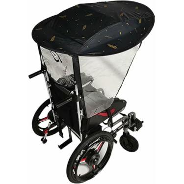 Imagem de Toldo Elétrico Universal Para Cadeira De Rodas, Capa De Chuva Ajustável Para Proteção Contra O Sol, Gaze Lateral Respirável, Acessório Para Cadeira De Rodas De Algodão À Prova D'água