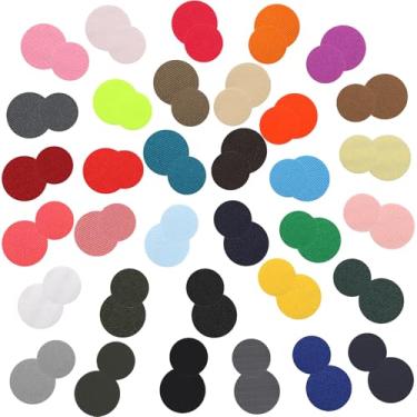 Imagem de 68 peças de adesivos adesivos de pontos, apliques bordados redondos coloridos, mini reparo de emblema, adesivos de bordado para roupas, vestidos, mochilas, chapéus, bolsas, jeans, camisetas, costura