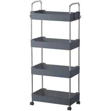 Imagem de Prateleira Multiuso, 4 Andares, Cinza, Estante Móvel Organizadora com Estrutura Metálica, Ideal para Armazenamento, Prateleira de Cozinha, Escritório
